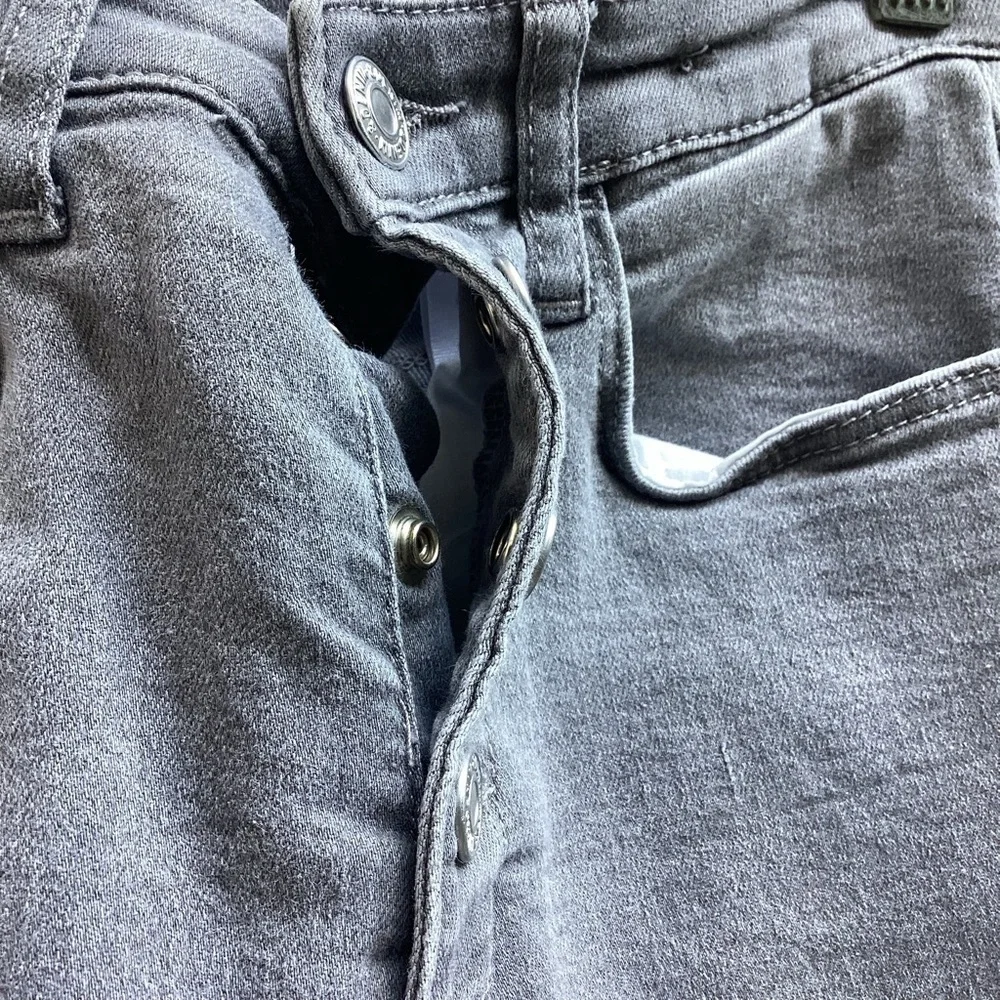 Unbranded gray faux button fly straight leg jeans, size 12
